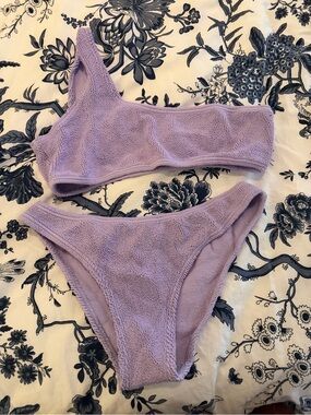 Lavender Terry Cloth One-Shoulder Bikini Set - Women Intimates & Sleepwear